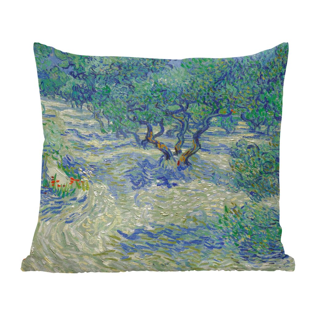 MuchoWow Zierkissen Sofakissen Wohnzimmer Dekokissen 40x40 cm Der Olivenhain - Gemälde von Vincent van Gogh - Foto Kissen - Schlafzimmer Dekoration