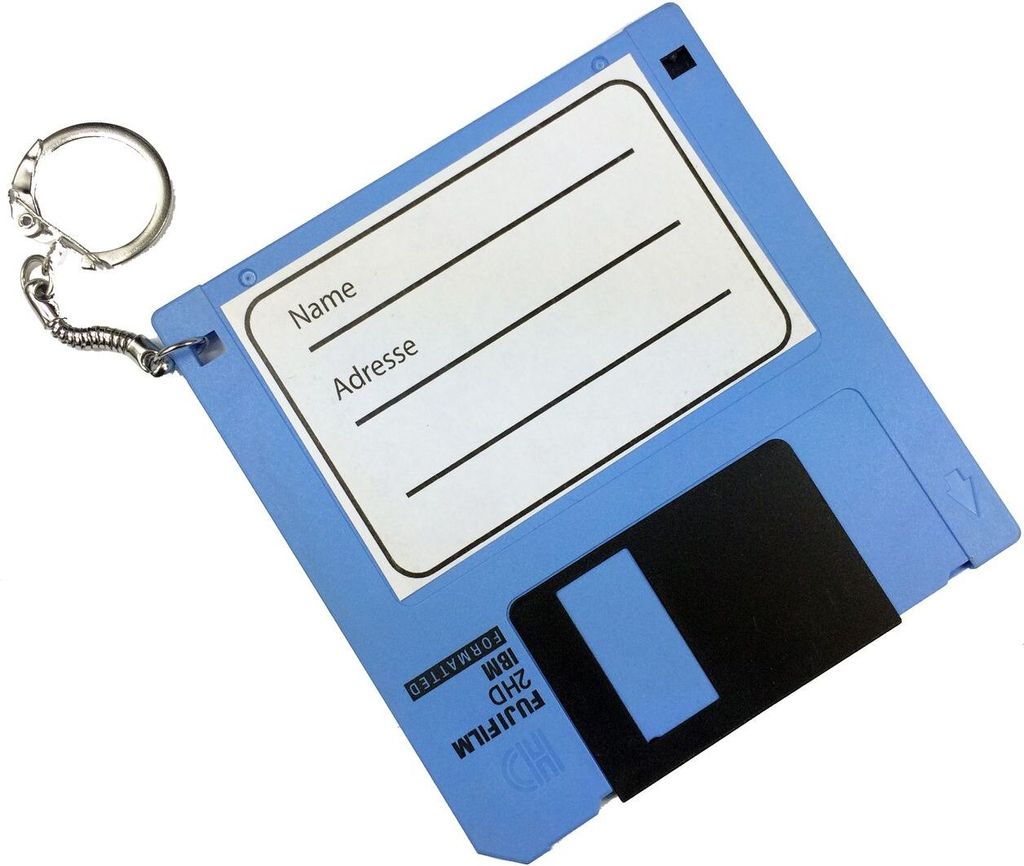 Adressanhänger Taschenanhänger Kofferanhänger Diskette RETRO Disc Floppy HELLBL.