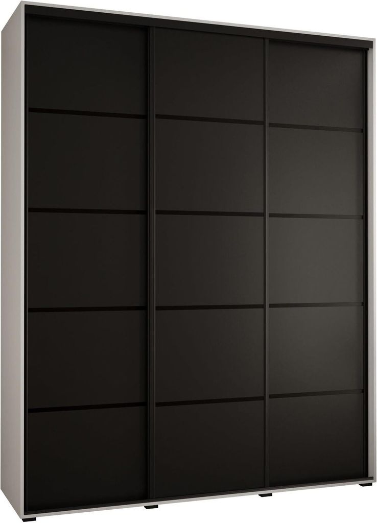 MEBLE KRYSPOL Davos 4 Schrank, drei Türen - 235,2x190x45 cm - Weiß Schwarz Schwarz