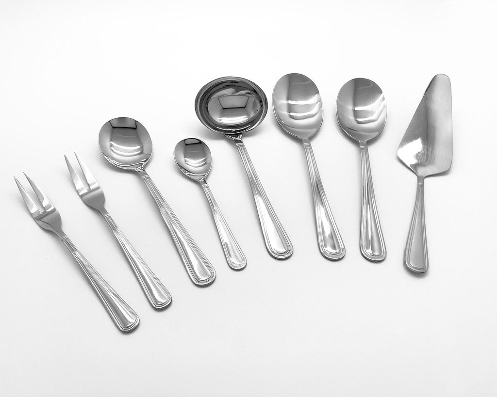 8tlg. KING Servier-Besteck / Servier-Garnitur / Besteck-Set Cannes / Edelstahl 18/0 / Messerstahl / 1x Tortenheber/ Kuchenschaufel, 1x Sahnelöff...