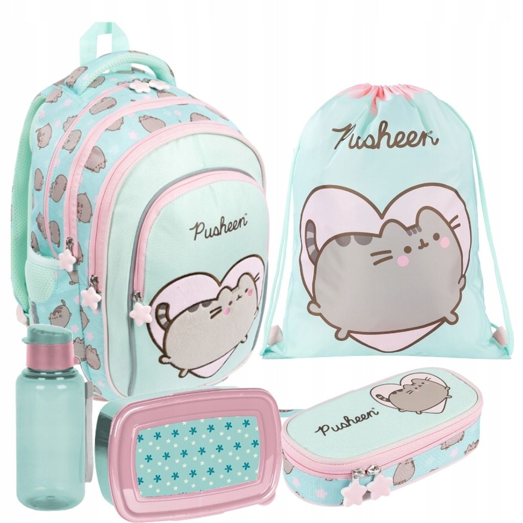 Schulrucksack Set PUSHEEN mintgrün – 5-teilig – St. Produktbild 