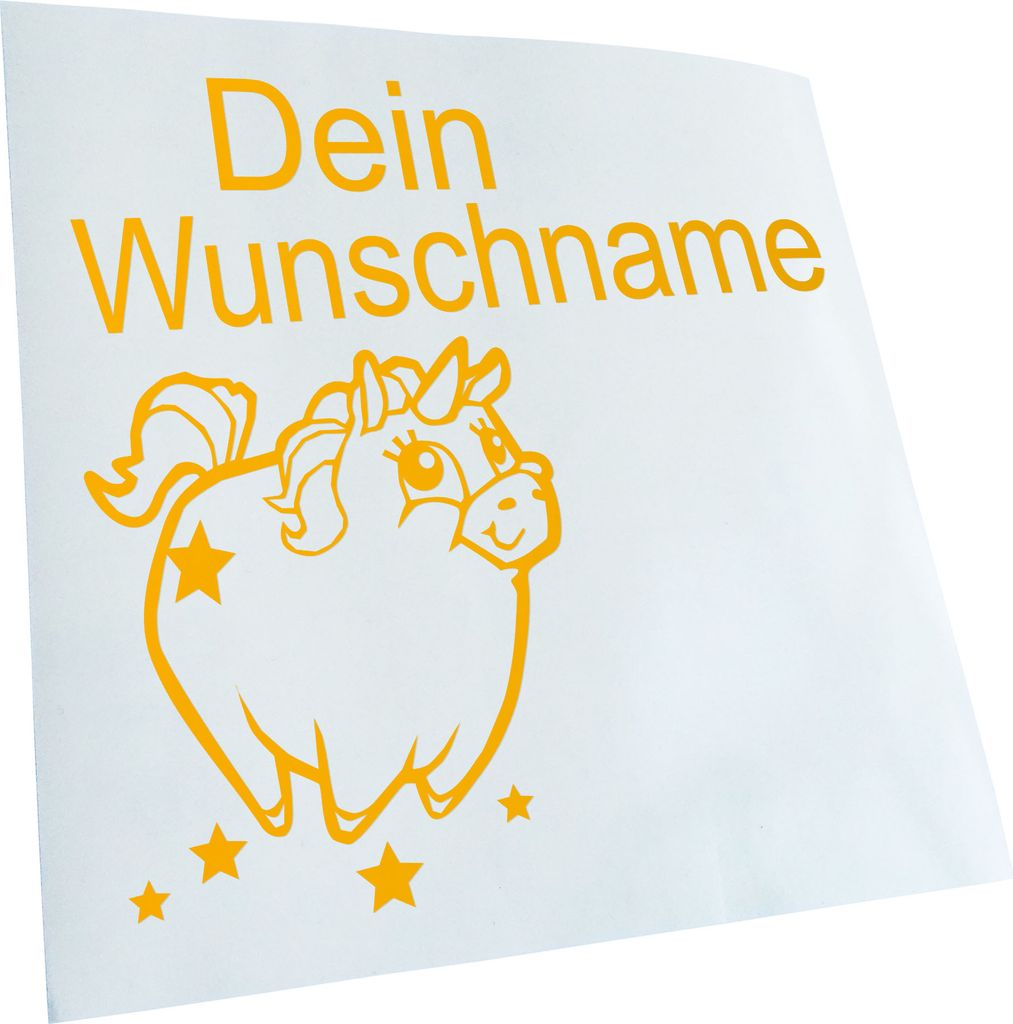 Kiwistar - Autoaufkleber - Einhorn Dein Wunschname Heckscheibe - Aufkleber für Auto Kfz Fahrrad, LKW, Truck Mofa