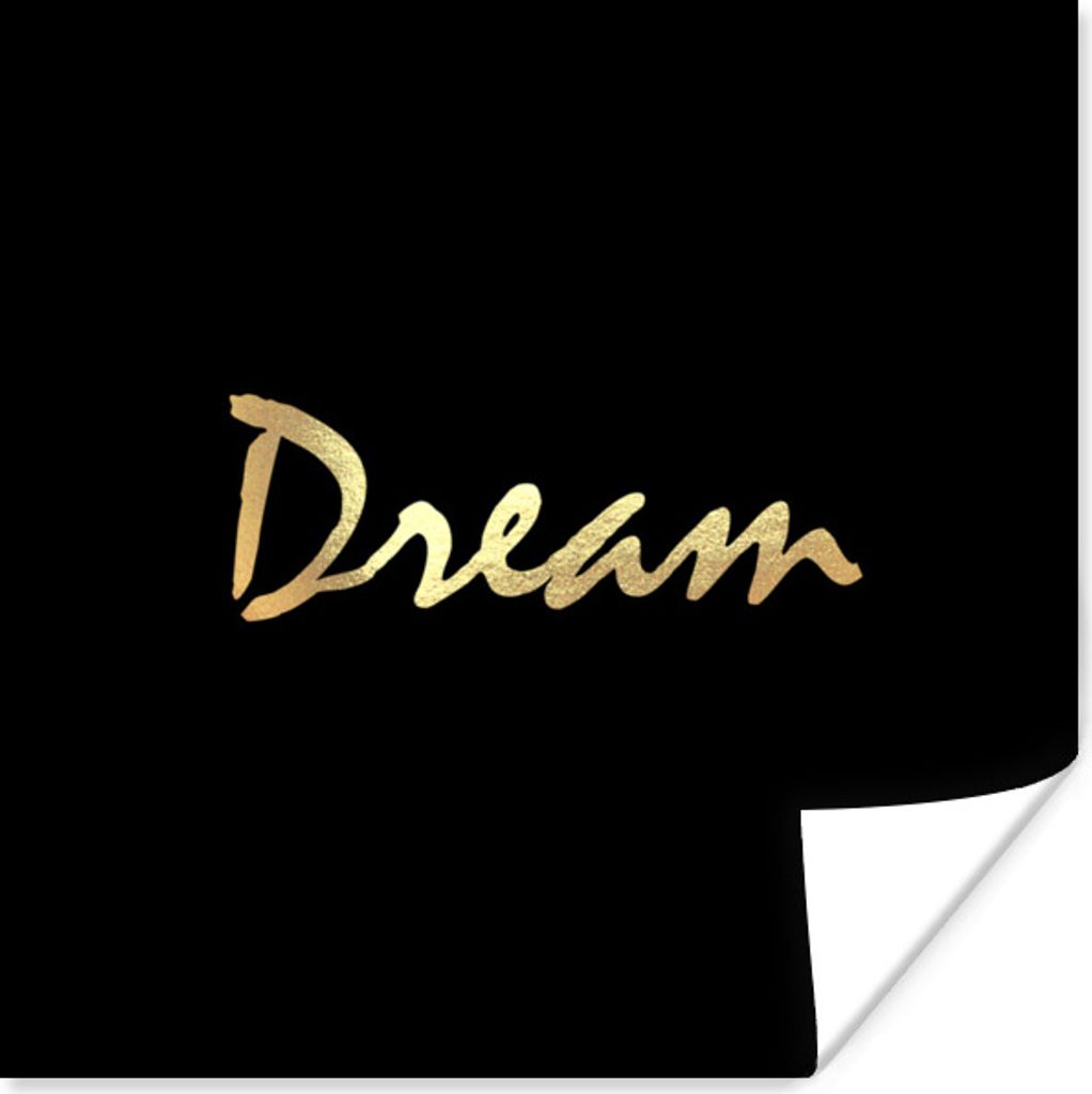 MuchoWow Poster Zitat - Traum - Schwarz - Gold 30x30 cm - Wandposter - Printing