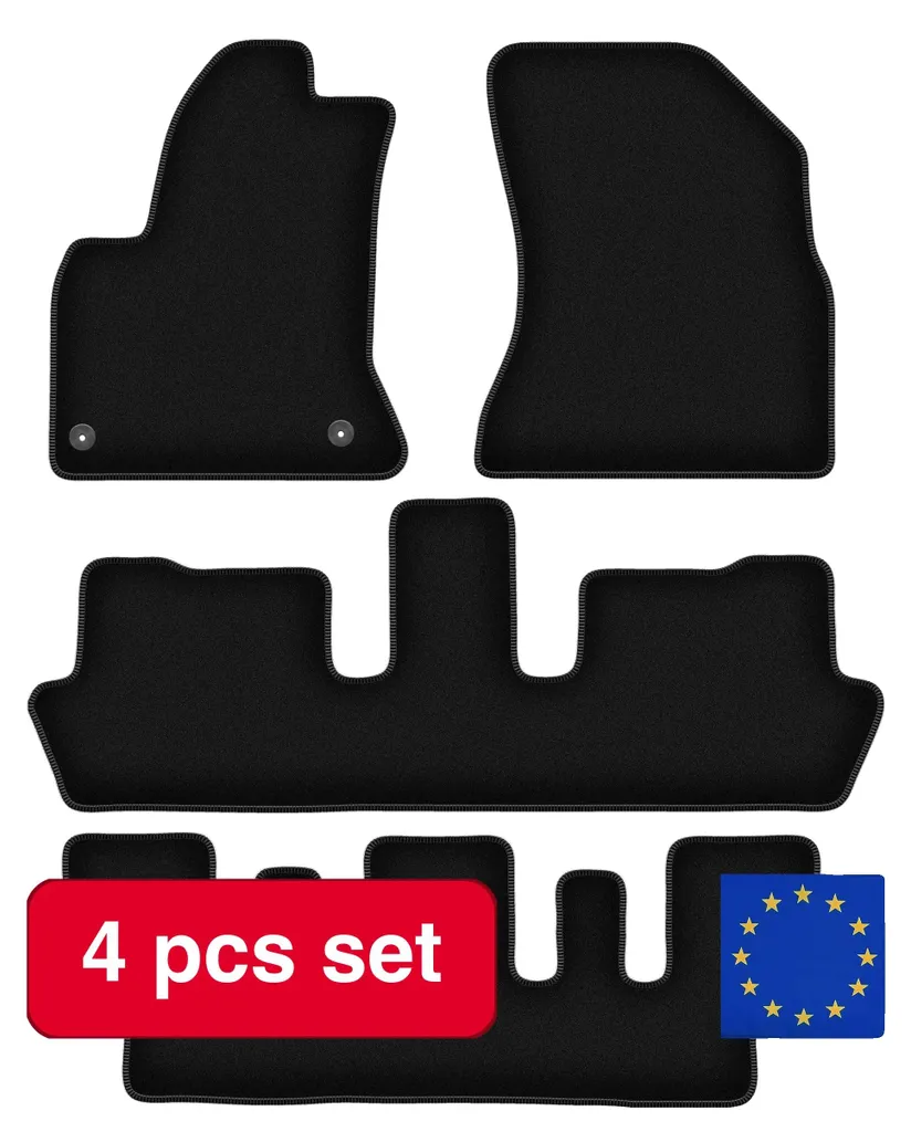 Tapis de voiture protection intégrale noir - Lot universel de 4 pièces