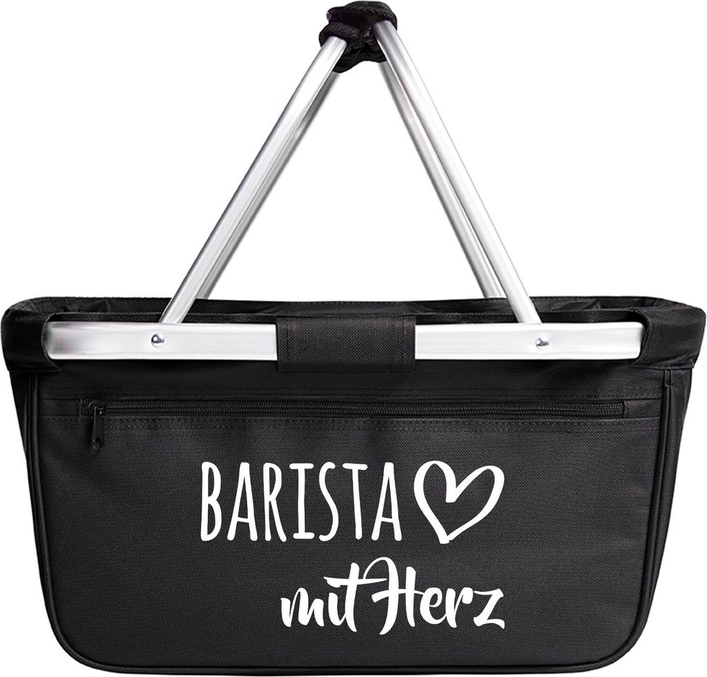Huuraa Einkaufskorb Barista mit Herz 20 Liter Black faltbarer Tragekorb Geschenkidee