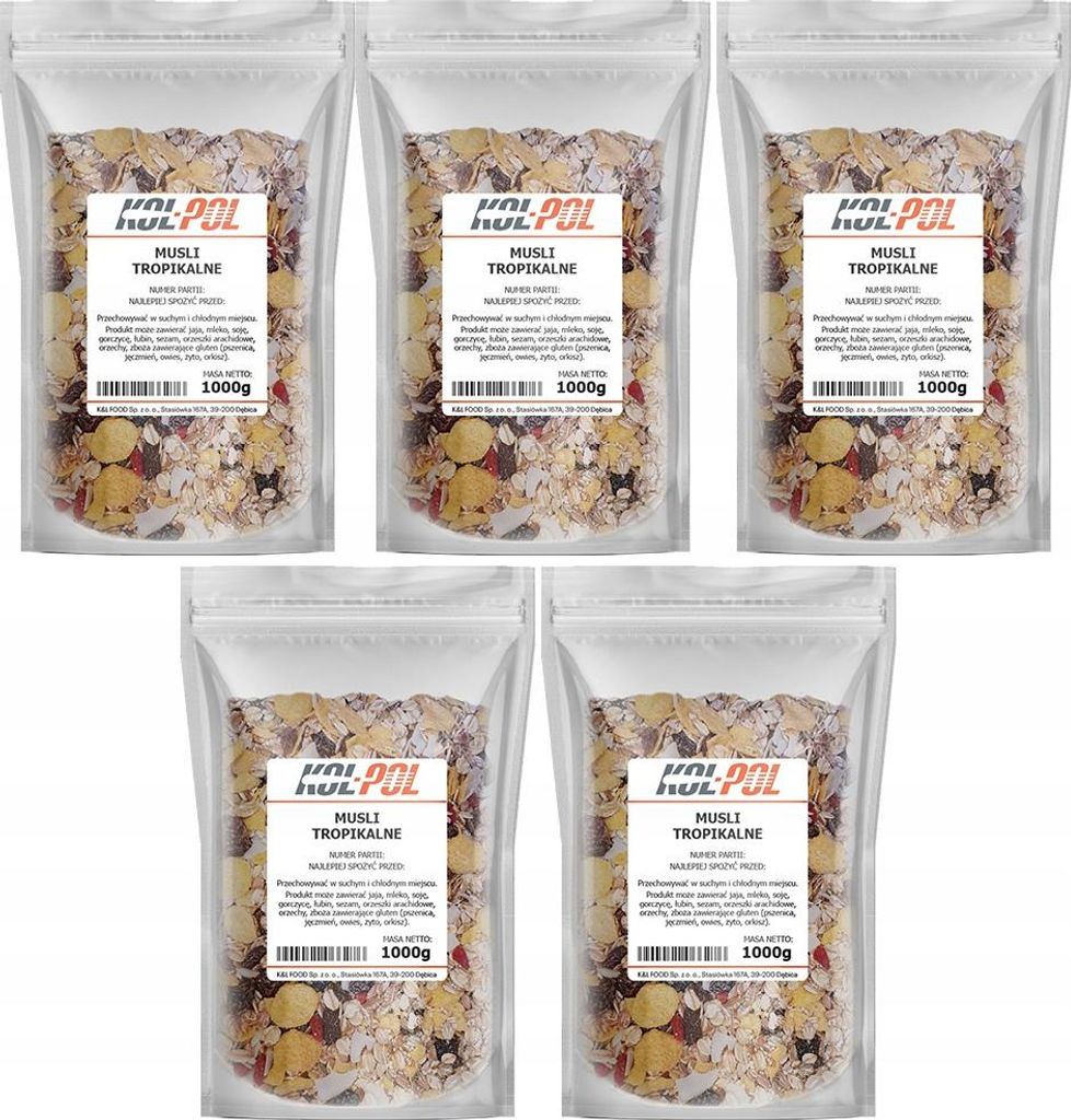 MUSLI TROPIKALNE 5kg Naturalne śniadanie zdrowe płatki Zdjęcie produktu 
