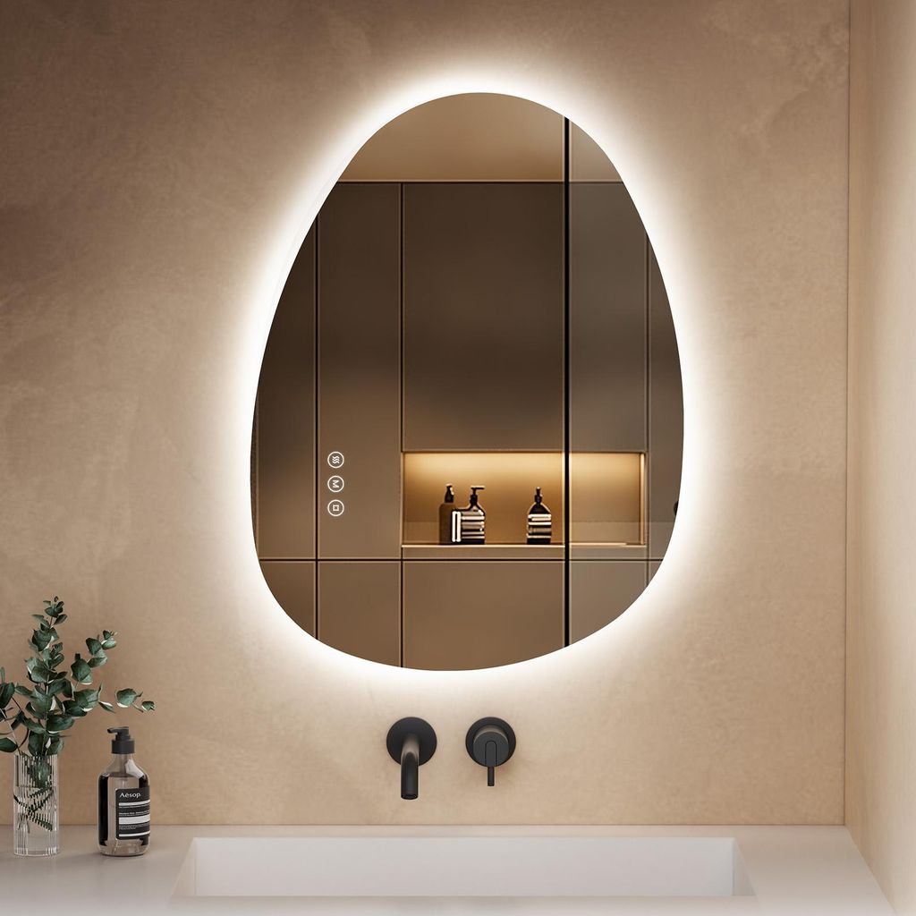 S'AFIELINA 60×45 cm Lustro asymetryczne LED - Lustro Zdjęcie produktu 