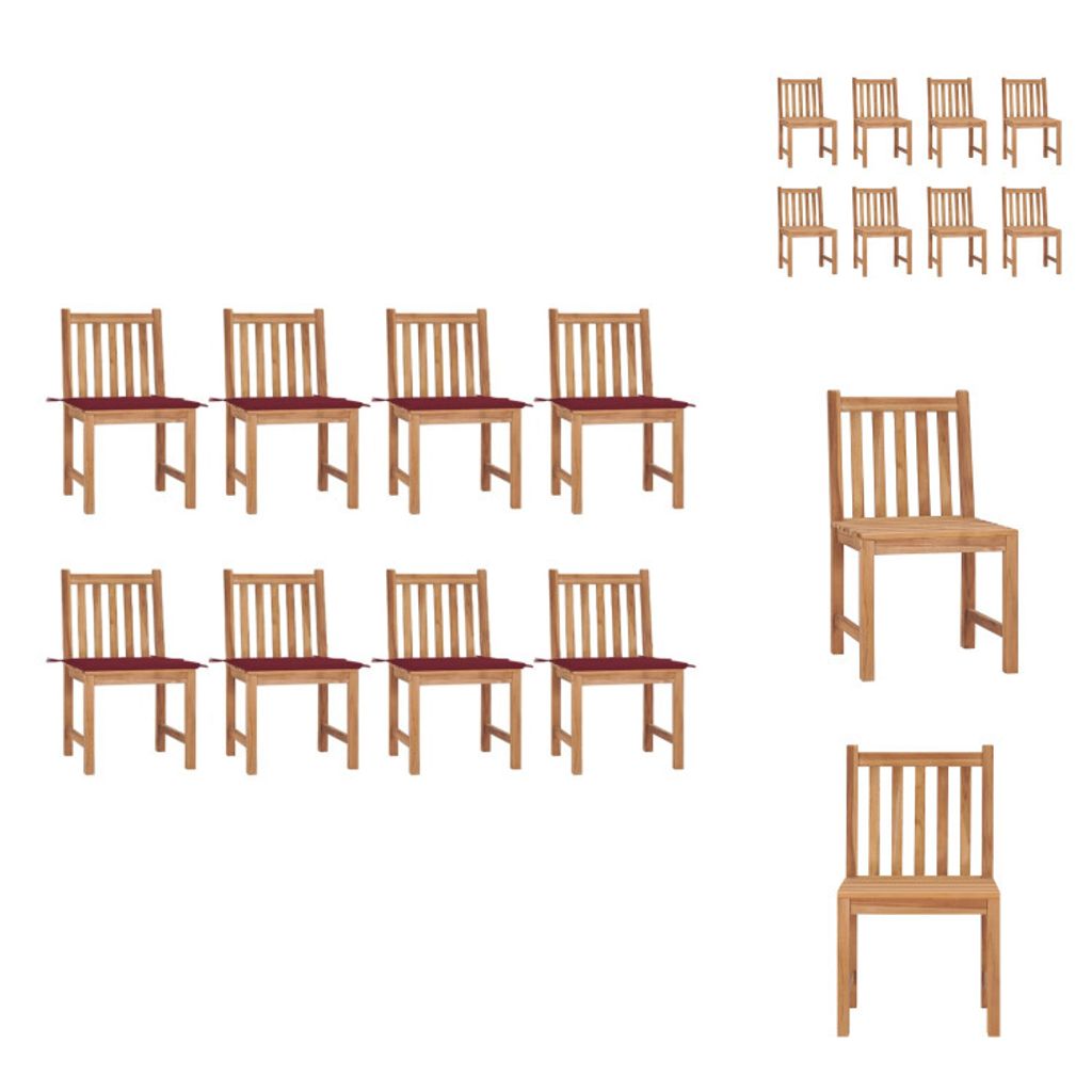 vidaXL Gartenstühle 8 Stk. mit Kissen Massivholz Teak - Gartenstühle
