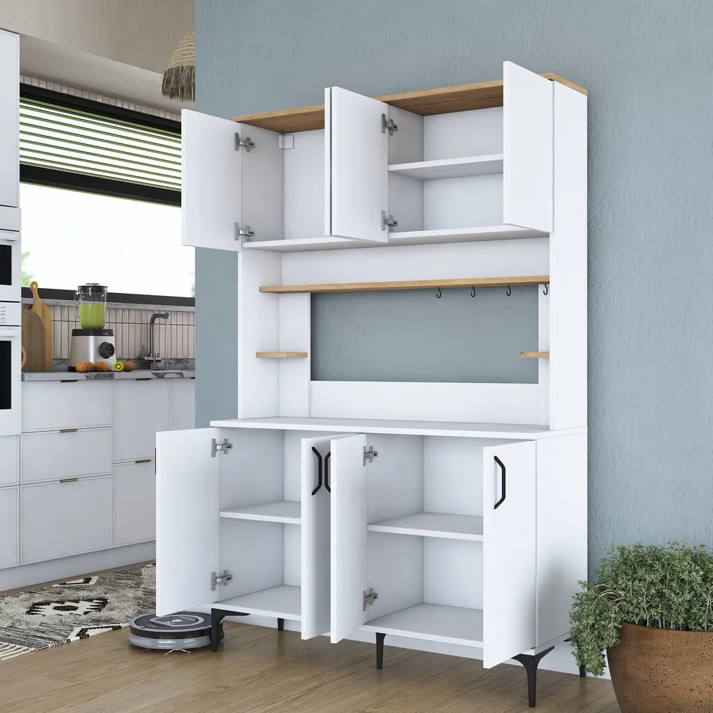 Grande armoire de rangement blanche multi-usage 120 cm Skye Decor 3291