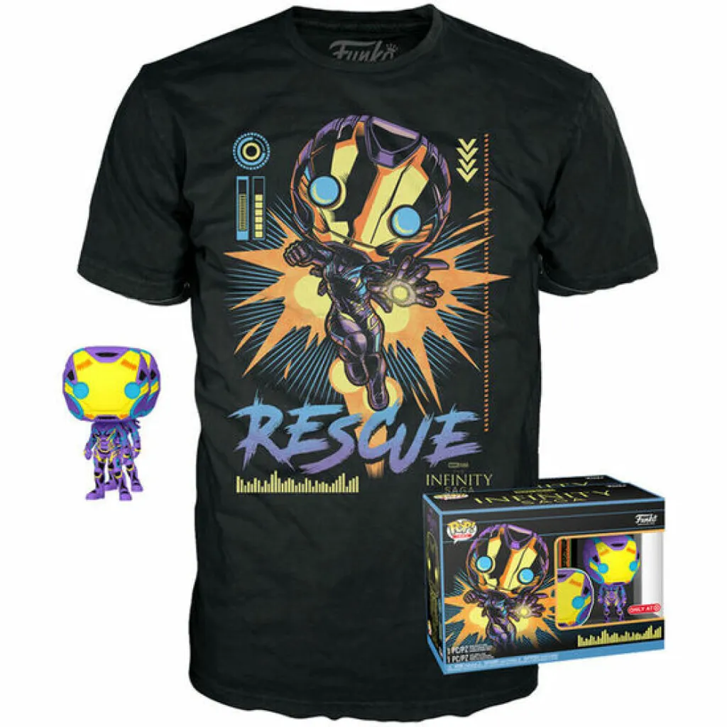 Pack Figurine Funko Pop Avengers Rescue et T-shirt Collector Marvel Bleu