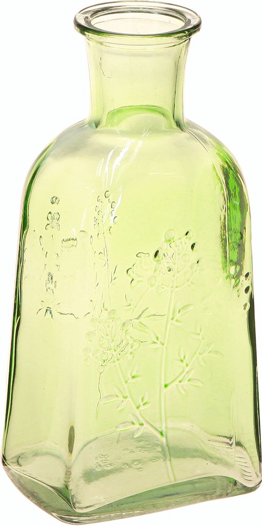 Flaschenvase Glas Retro-Chic Grün H19cm 2St Dekovase Blumenvasen, 2 Stück