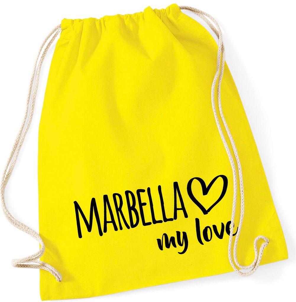 Huuraa Turnbeutel Marbella my love 12 Liter Yellow Baumwolle Rucksack Geschenkidee