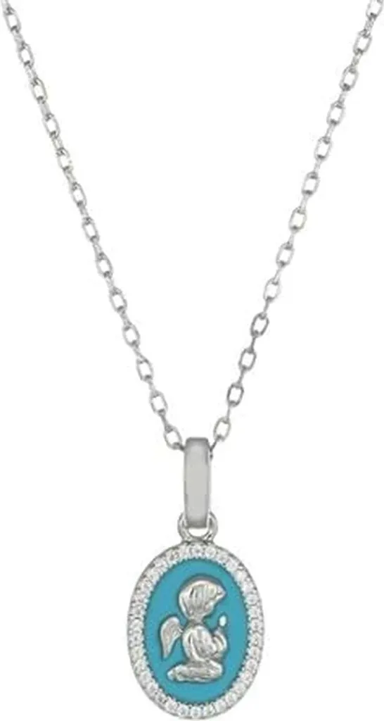 Collier Femme Amen CLANSMBPE en Argent 925 Rhodié avec Cristaux Bleus