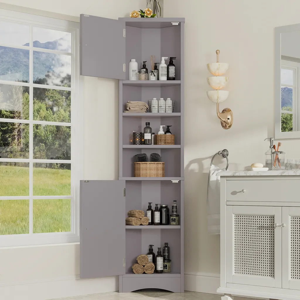 Mobile Angolare Flieks Grigio 170cm | Design Salvaspazio Verticale