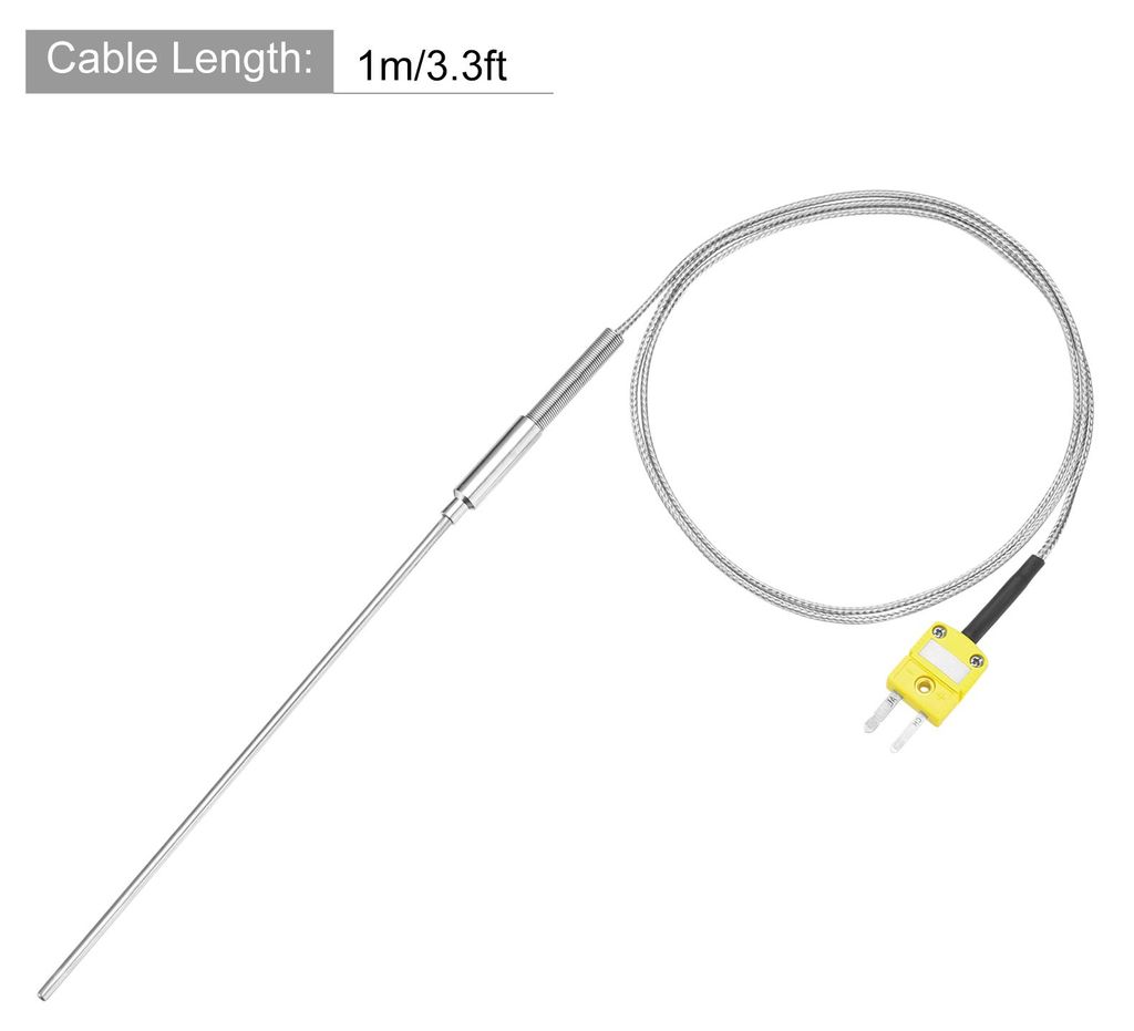 Typ K Thermoelement Temperaturfš¹hler mit Stecker, Meter Temperatursensor Fš¹hler -50 bis 1100¡ãC (-58 bis 2012¡ãF), 3,2x150mm 3,3ft Draht