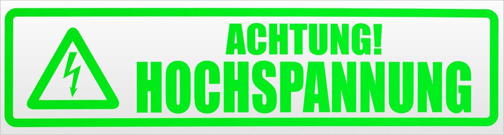 Kiwistar Achtung! Hochspannung Magnetschild Schild magnetisch - 20cm Neongrün - Magnetfolie für Auto PKW Kfz