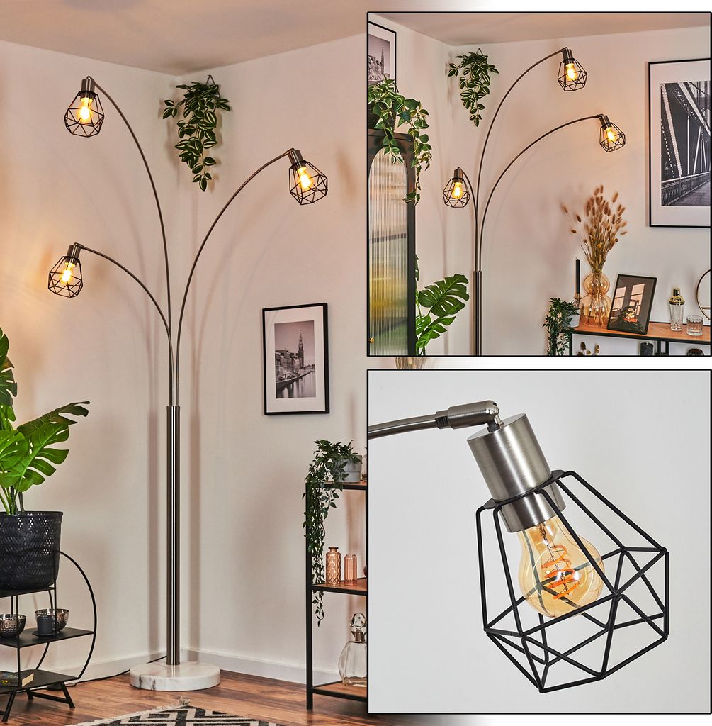 Narni Stehlampe aus Metall in Schwarz/Nickel-matt/Weiß