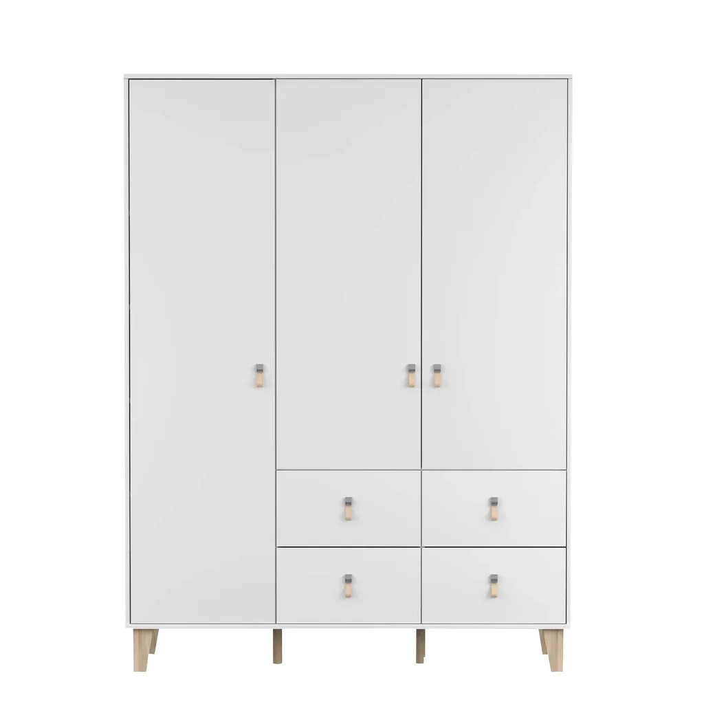Armoire enfant Figo 19 à portes battantes 150 cm blanc avec cuir