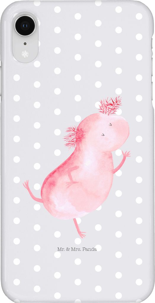 Mr. & Mrs. Panda Iphone XR Handyhülle Axolotl Tanzen - Grau Pastell - Geschenk, Verrückt, Premium Kunststoff, Lurch, Handy Case, gut Gelaunt, Fre...