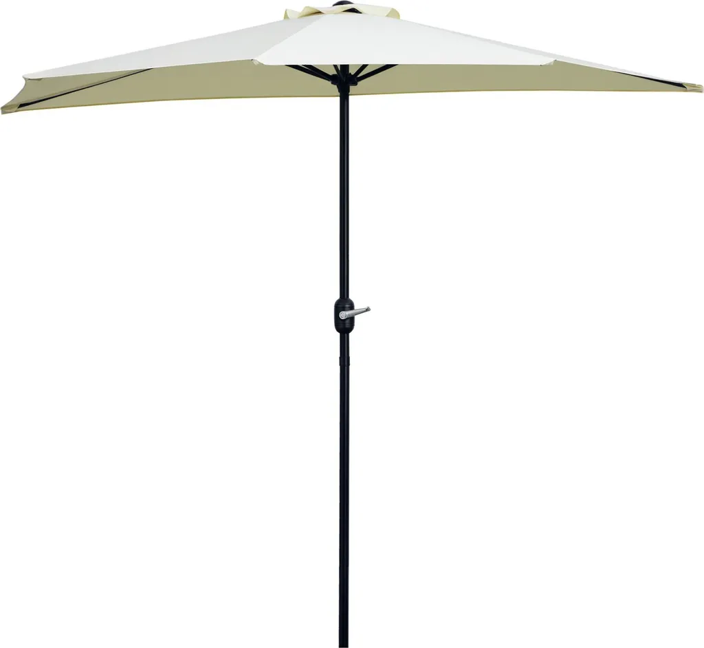 Outsunny Demi-parasol de balcon 2,6 m en polyester beige et acier robuste