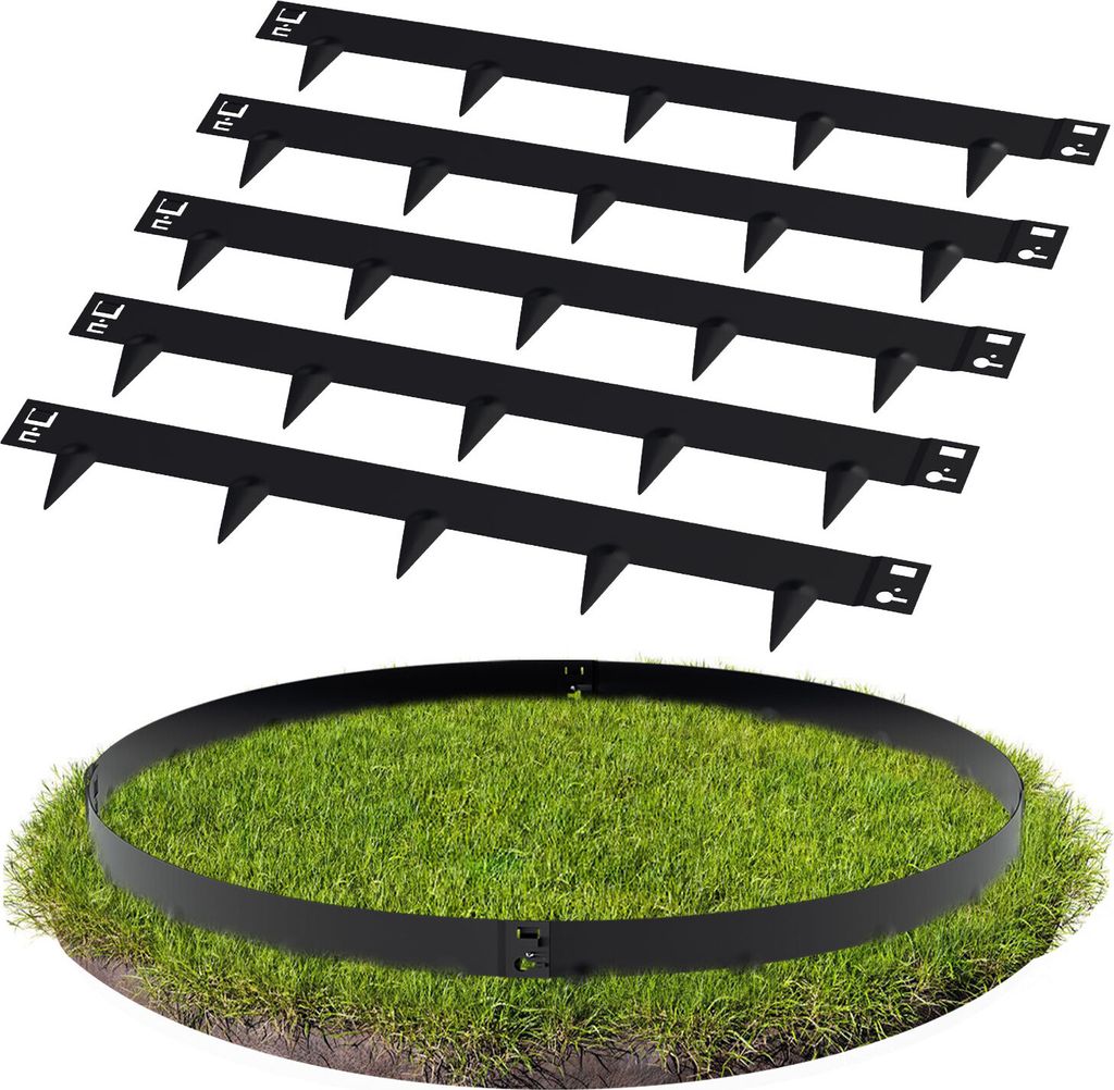 Jayseuw Rasenkante Schnecken Abwehr Verzinkt Blumenzaun Trennrand Gartenumrandung Stahl 100x15cm 10m Schwarz