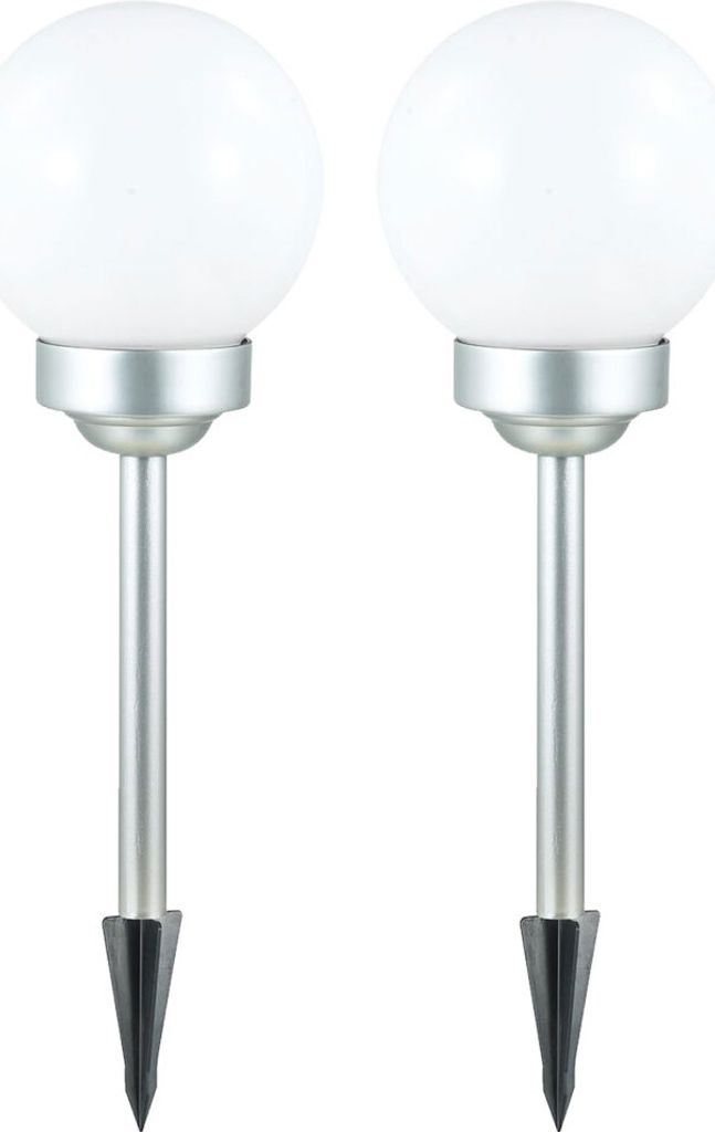 2x LED Solar Steckleuchten, Kugel Durchmesser 15 cm