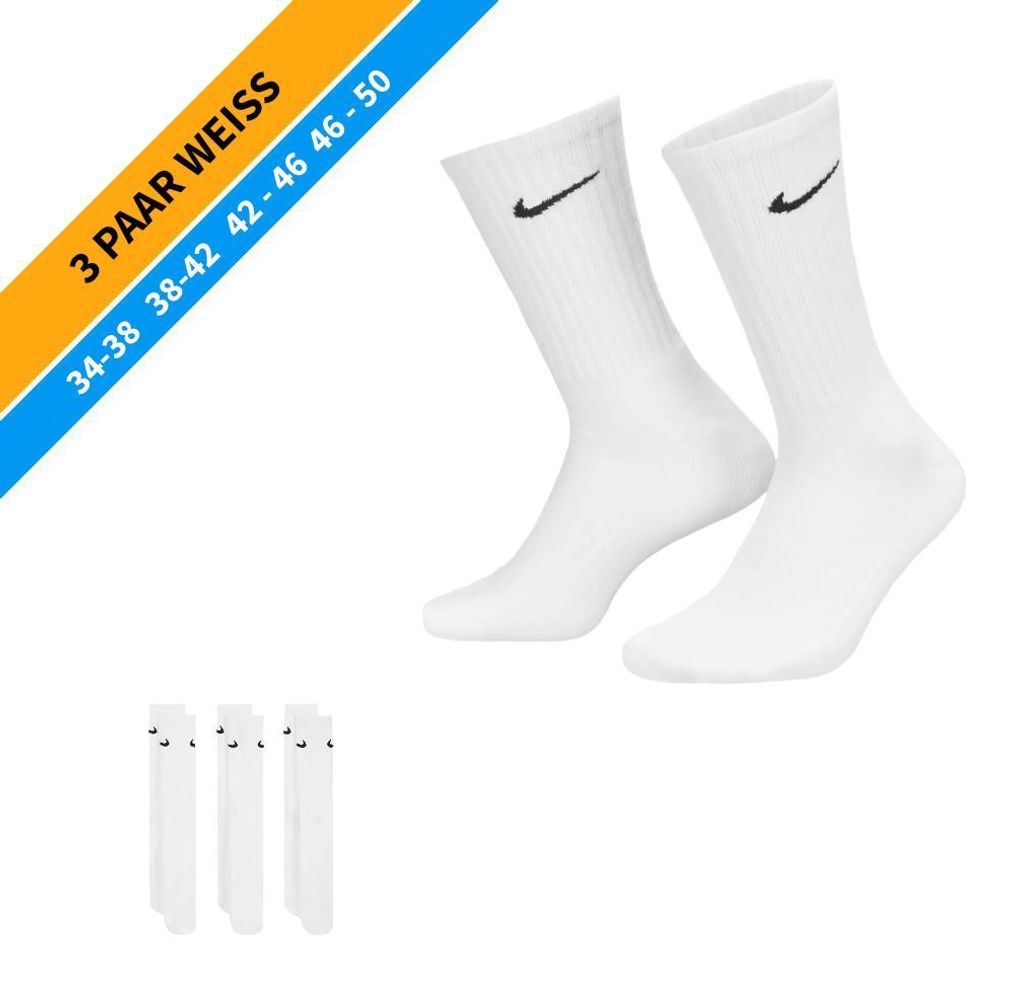 NIKE Socken - Farbe: 3 Paar Weiß Tennis Socken - Größe: Produktbild 