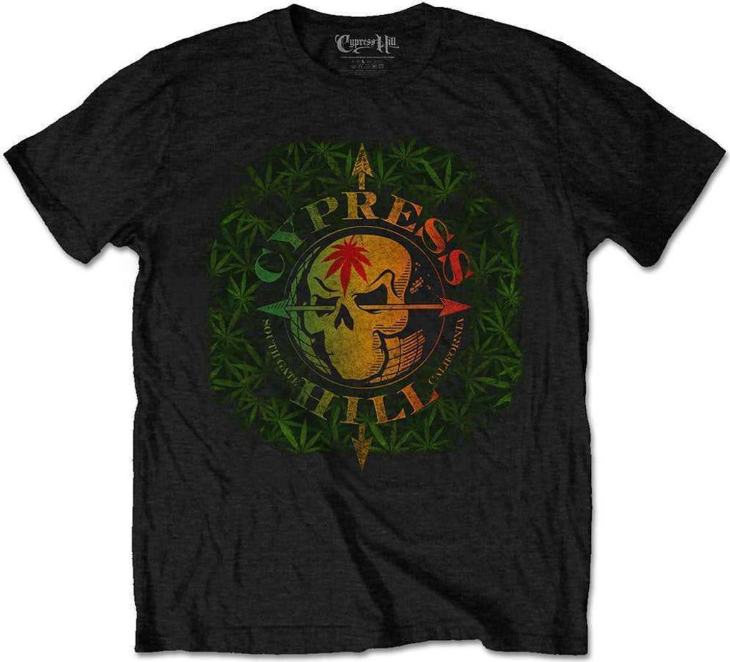 Cypress Hill South Gate Logo & Leaves Black M Tričko Obrázok produktu 
