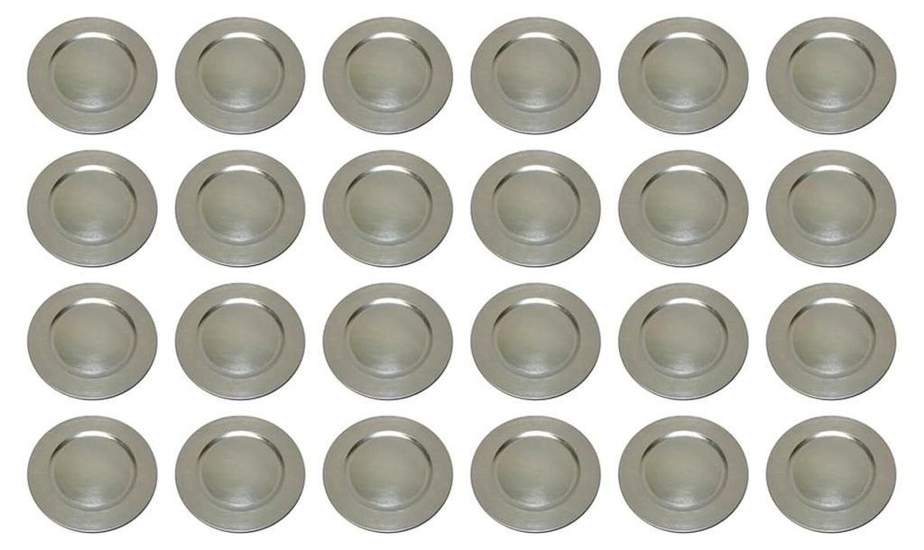 Platzteller im Used-Look Dekoteller Ø 33 cm silber Set aus wiederverwendbarem Kunststoff
