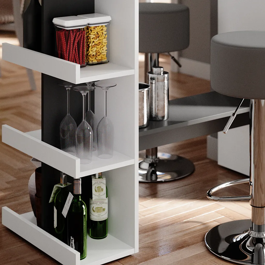 Set de Bar Compact Vicco Dana Blanc 108x50 cm : Solution Petit Espace
