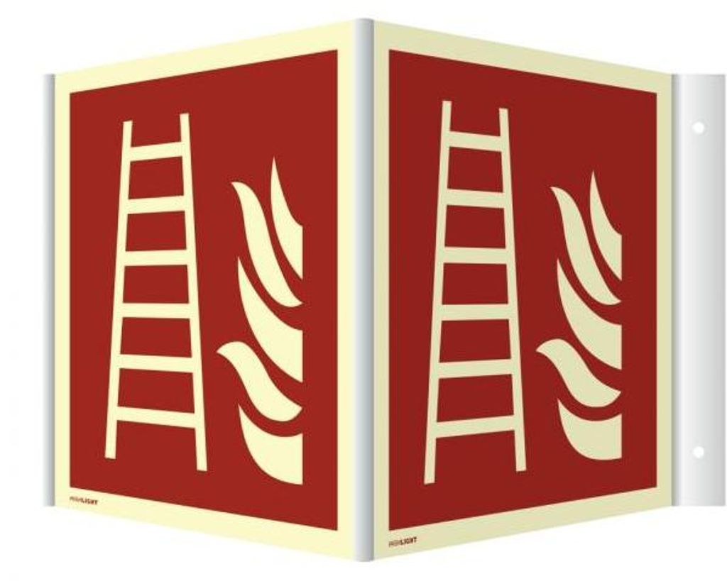 Dreifke® Winkelschild Feuerleiter ISO 7010, Kunststoff, Produktbild 