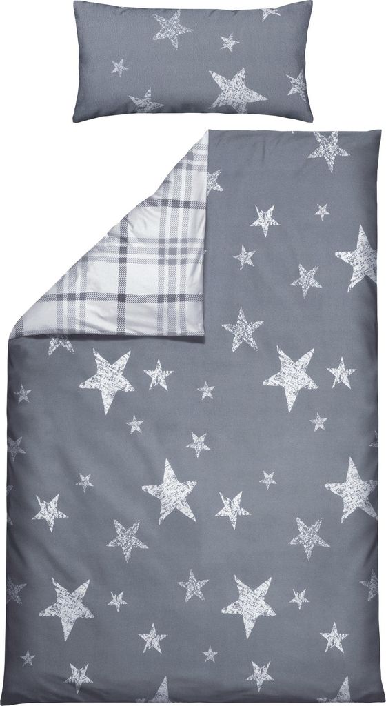 Erwin Müller Wendebettwäsche grau 1x 155x240 cm + 1x 40x80 cm