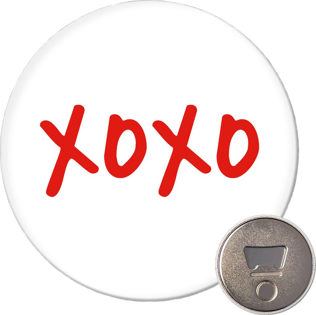 Huuraa Magnet XOXO Kuss 59mm Kühlschrankmagnet rund Flaschenöffner Geschenkidee