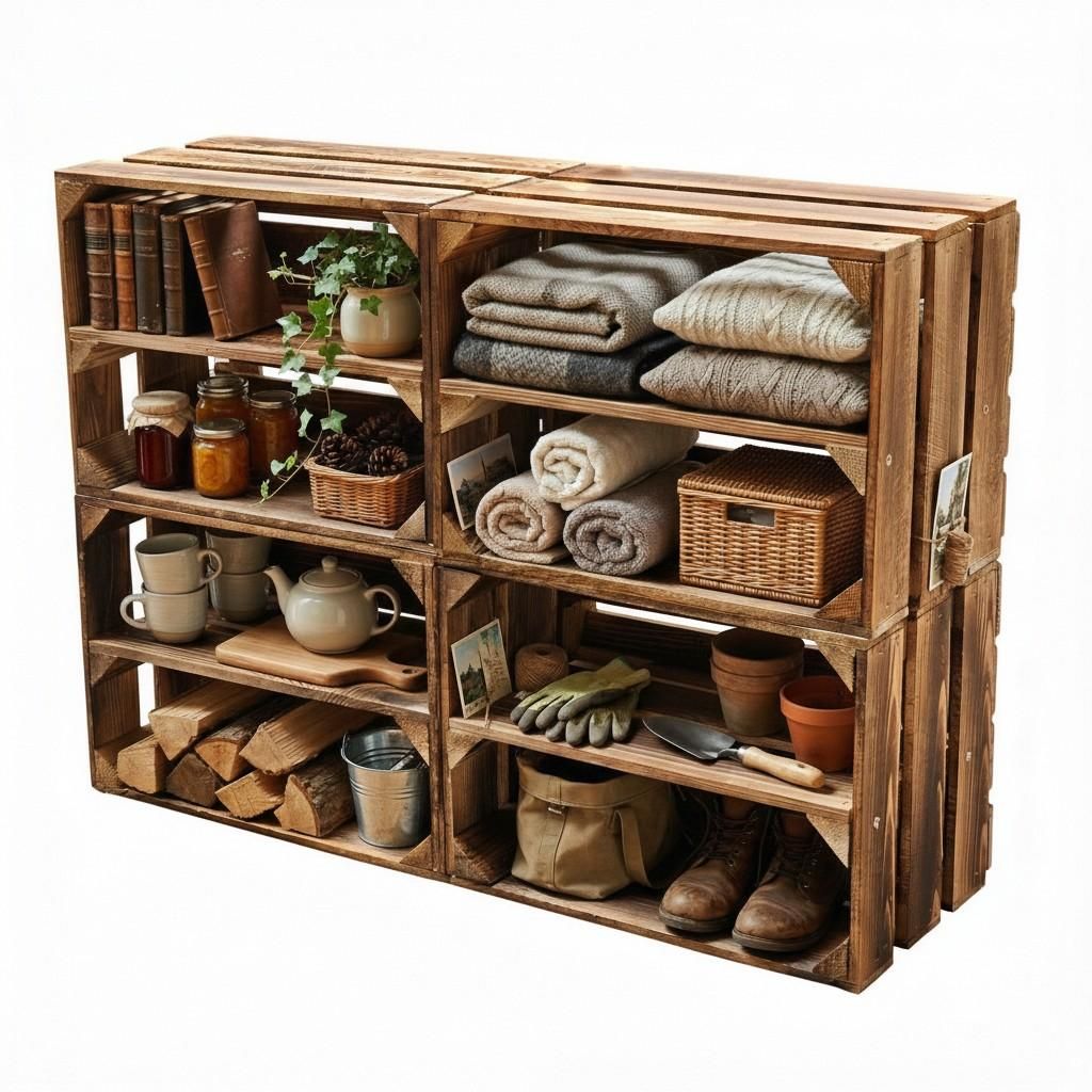 Caisse en bois flammé 40 x 30 x 25 cm - Caisse à fruits Image du produit 