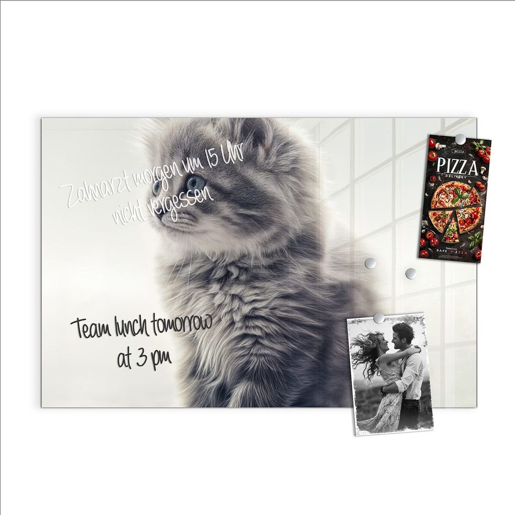 Magnettafel 90x60cm Pinnwand Whiteboard beschreibbar - Kitten Portrait