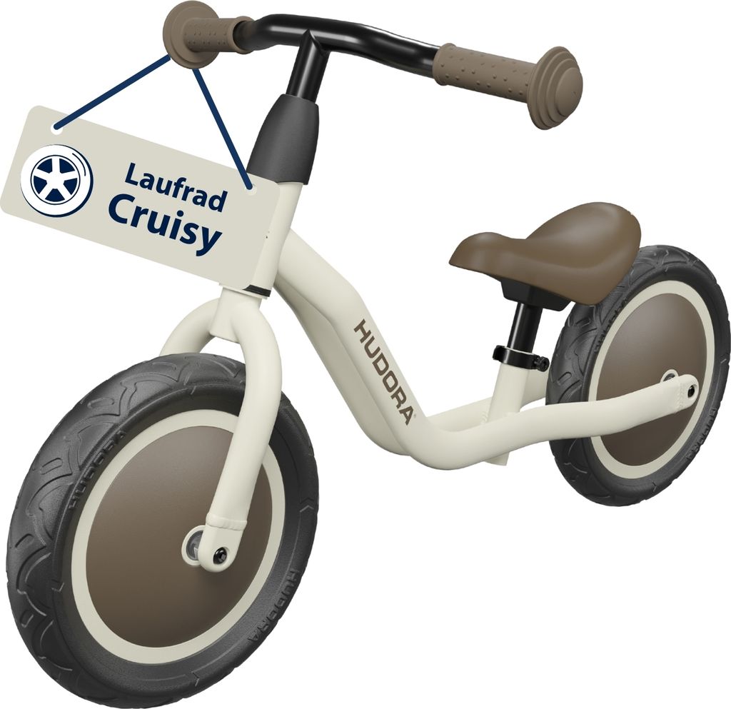 HUDORA Laufrad Cruisy ab 15 Monaten - mocha - Leichtes Lauflernrad mit Verstellbarer Sattelhöhe - Laufrad für Kinder von 78-100cm