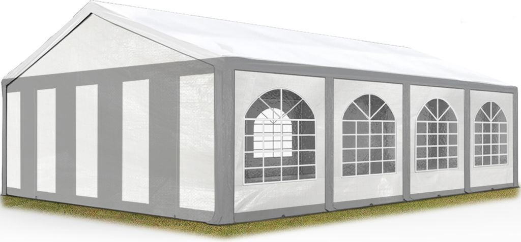 Hochwertiges Partyzelt 5x8 m Pavillon Zelt ca. PE Plane 450 N Gartenzelt Festzelt Bierzelt Wasserdicht grau-weiß