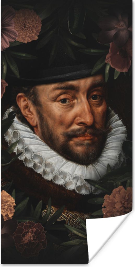 MuchoWow Poster Wilhelm von Oranien - Kunst - Blumen 20x40 cm - Plakat - Foto
