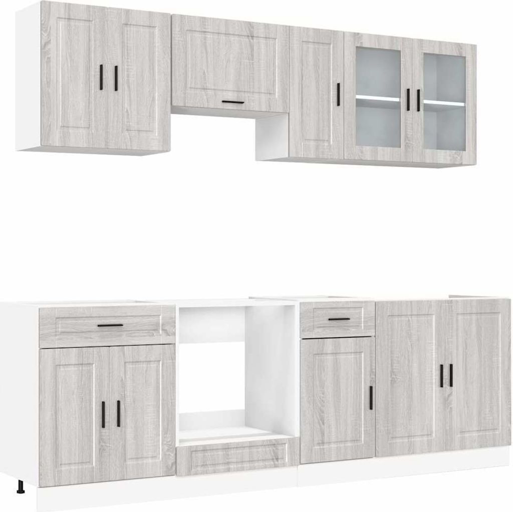 8-tlg. Küchenschrank-Set Kalmar Grau Sonoma Holzwerkstoff