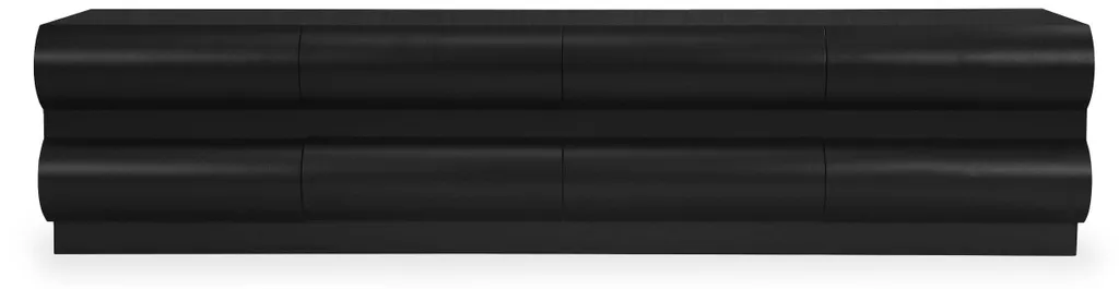 Meuble TV Bois Noir 8 Tiroirs - Design Arrondi Modèle Mezade MENZZO