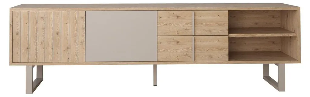 Meuble TV 180 cm MILLAY - 2 Tiroirs et 2 Portes - Rangement Multimédia