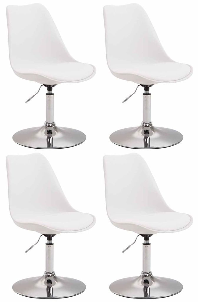 CLP 4er Set Esszimmerstühle Maverick Kunststoff drehbar und stufenlos verstellbar weiß Gestell Farbe chrom