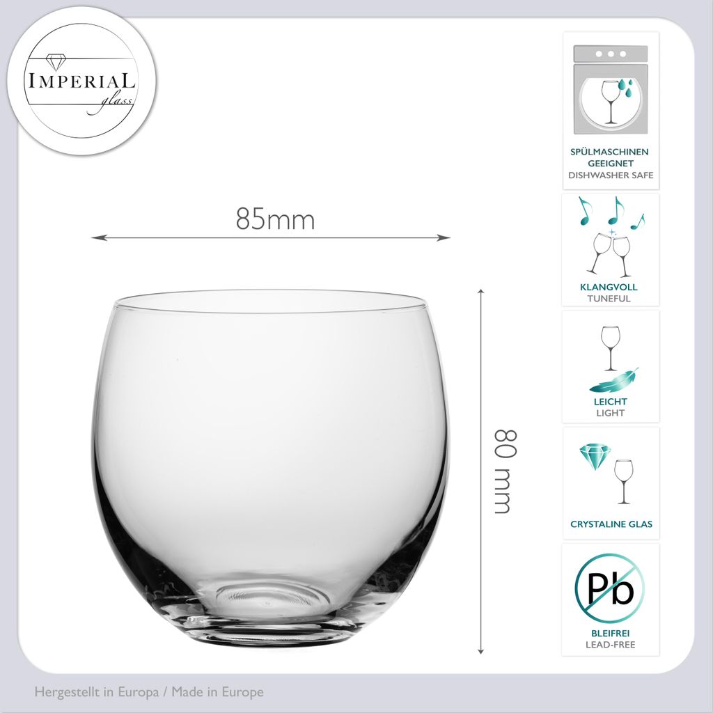 IMPERIAL glass Trinkgläser Set 6 Stück, bauchige