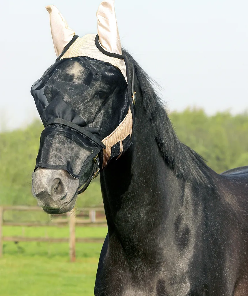 Maschera Antimosche QHP con Nasello Rimovibile | Protezione Cavallo Top