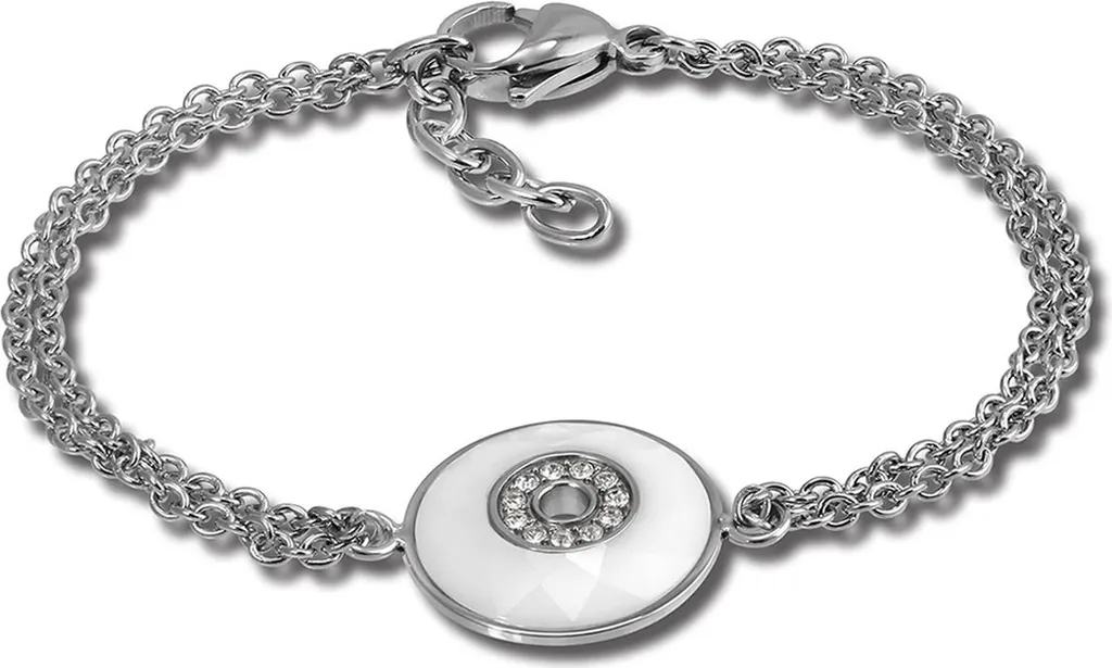 Bracciale Amello Donna Acciaio Inox e Ceramica Bianca Argento D2ESAX29W8