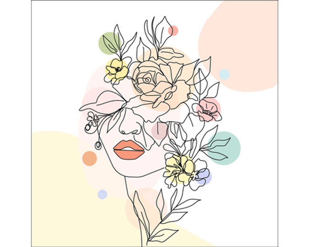Glasbild Line art flowers II 30x30 cm