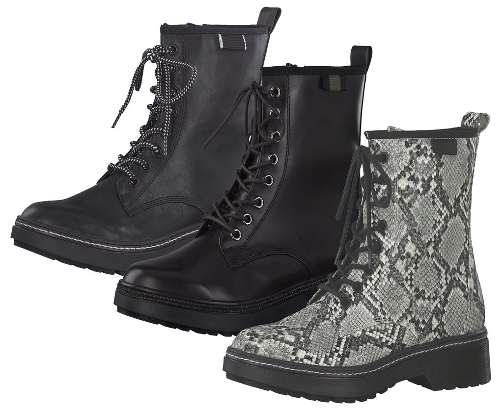 Tamaris 1-25224-23 Damen Schuhe Schnürstiefelette Combat Boots Stiefeletten , Größe:37 EU, Farbe:Rot