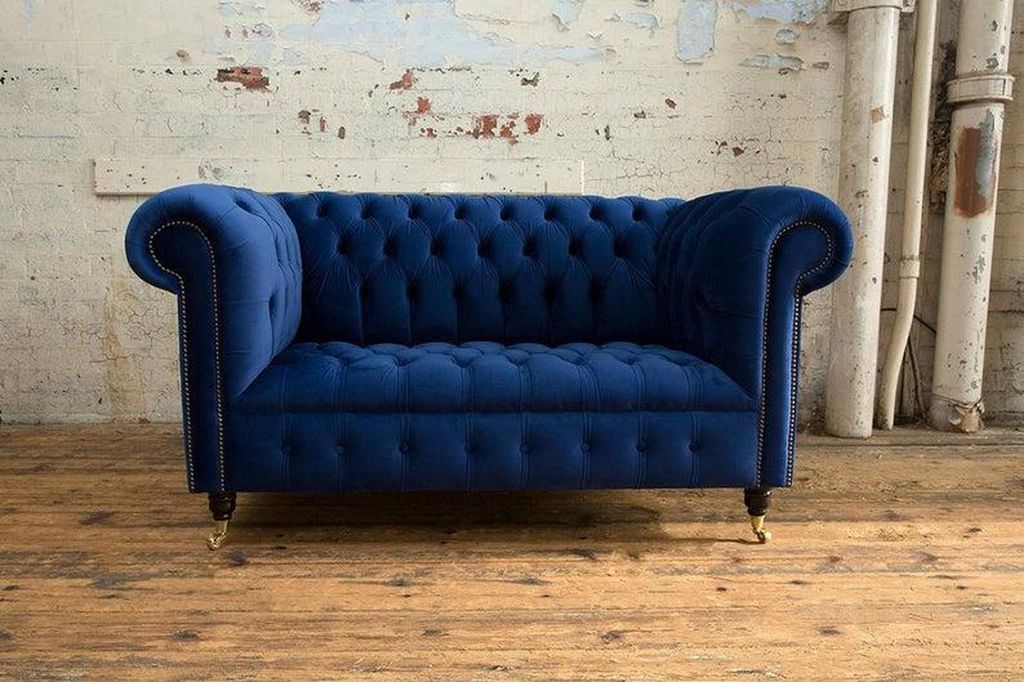 Edle Designer Couch 2 Sitzer Chesterfield Samt Stoff Textil Sofa Couchen Sofas