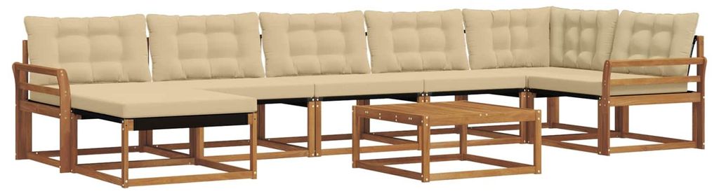 vidaXL Outdoor-Sofagarnitur 22 pcs Natur und Beige Massivholz Akazie