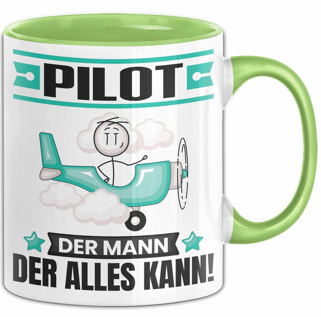 Pilot Tasse Geschenk für Pilot Der Mann Der Alles Kann Geschenkidee zum Geburtstag (Grün)